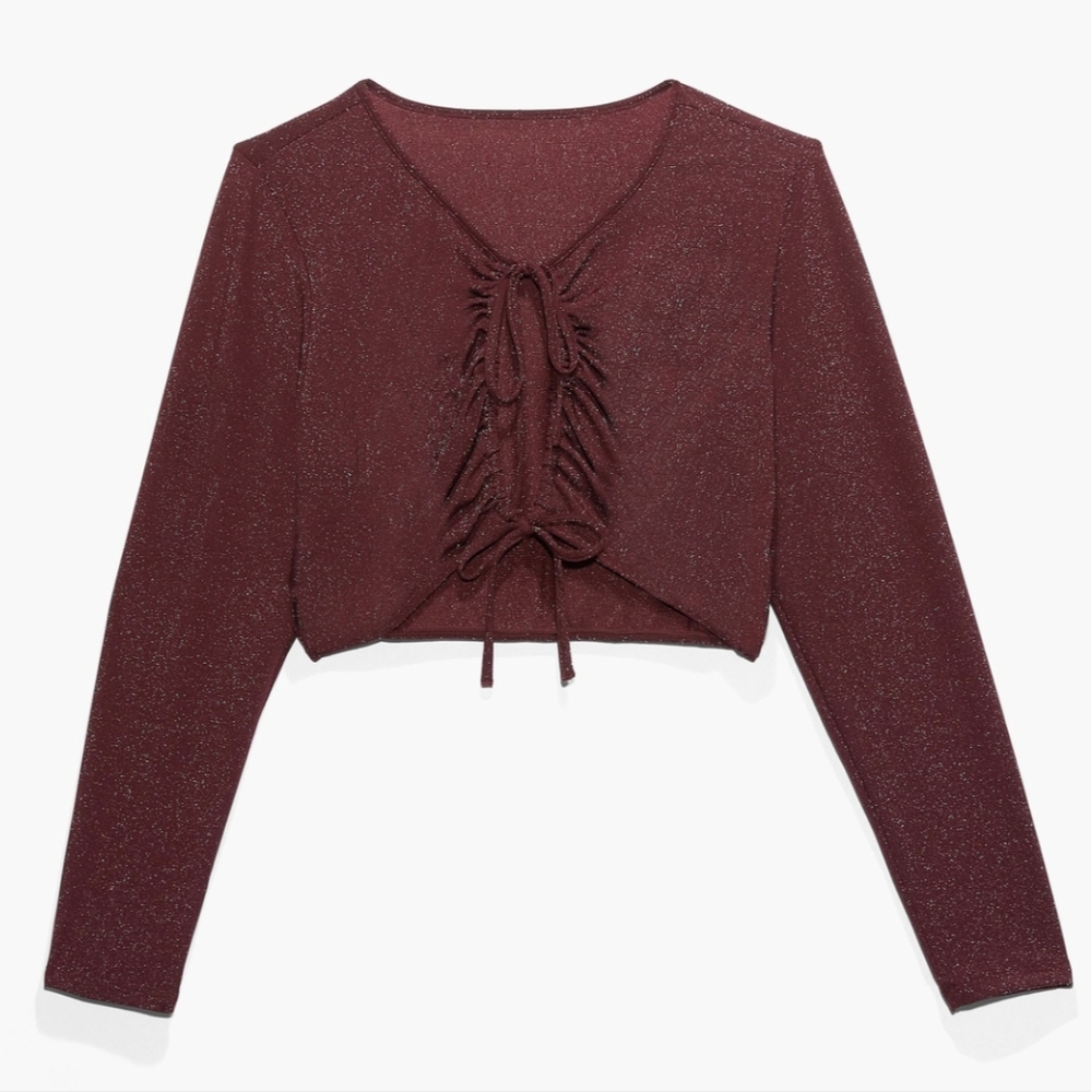 Savage X Fenty Sleep & Shine Long Sleeve Crop Tee Red Cocoa